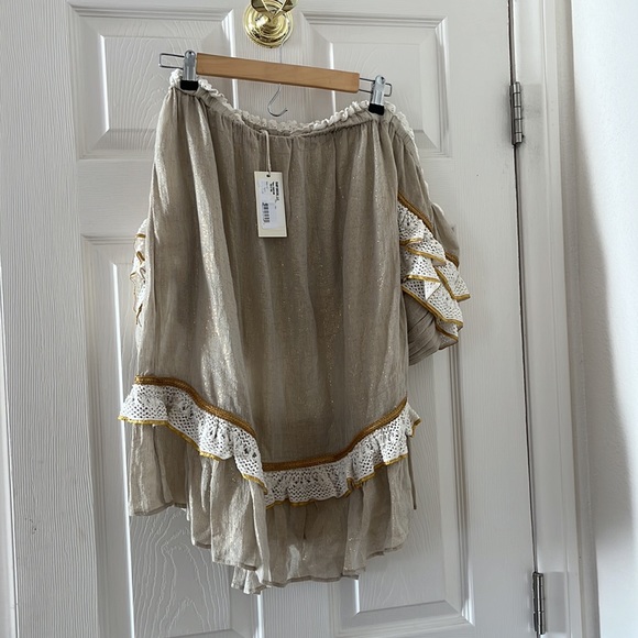 NWT $295 Ramy Brook Womens Kyro Mini Dress, Brown size XS off shoulder - Picture 7 of 14